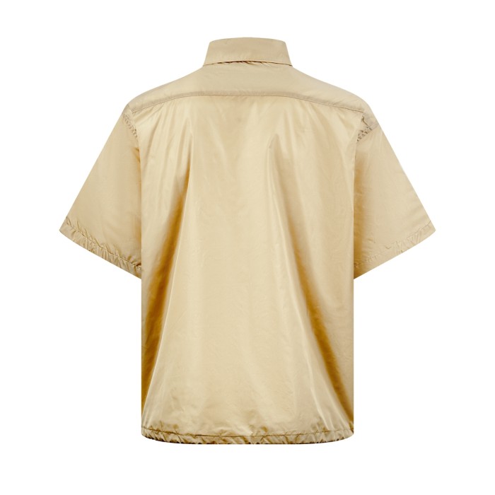 PRADA Chalk White Short-sleeved Re-nylon Zipper Shirt #385365