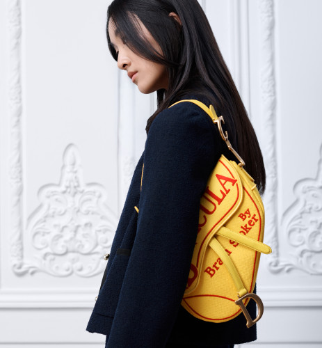 DIOR Saddle Bag with Strap Yellow and Red Book Cover Embroidery #385376
