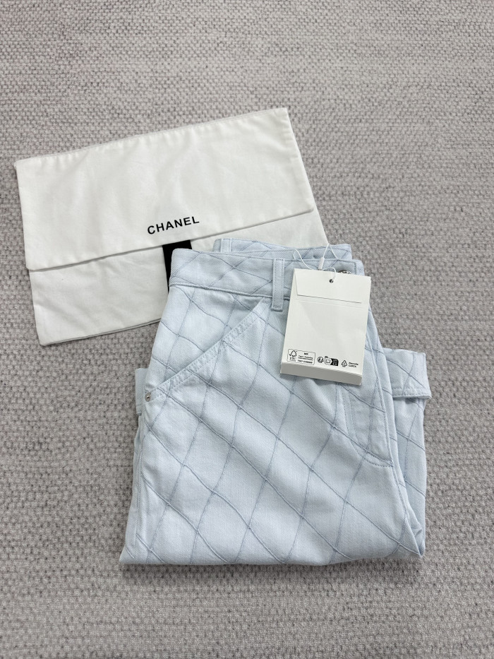 Chanel Top-quality Version Shorts Embroidered Light Blue #385475