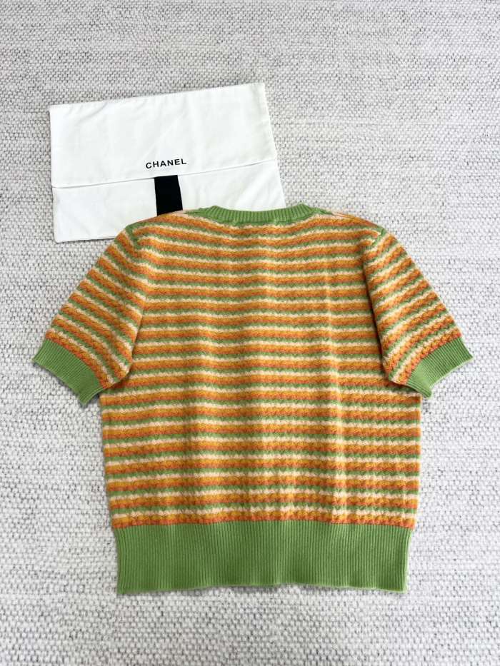 Chanel Top-quality Version Color Block Cashmere Short Sleeves #301130