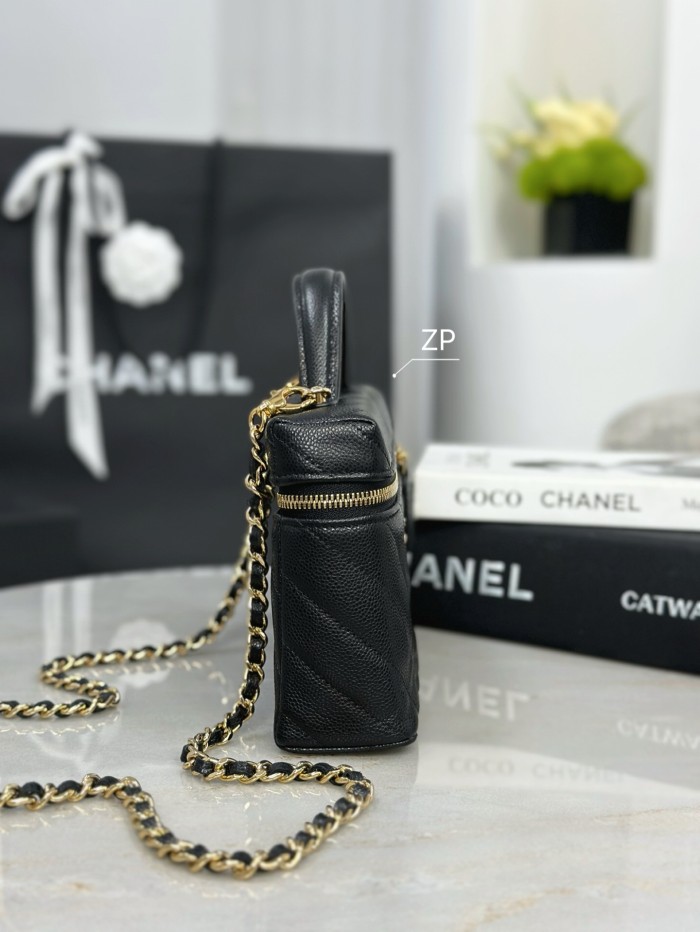 Chanel CC V Pattern Quilted Cosmetic Bag #385459
