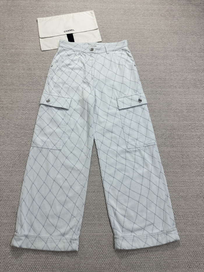 Chanel Top-quality Version Jeans Embroidered Denim Light Blue #385477