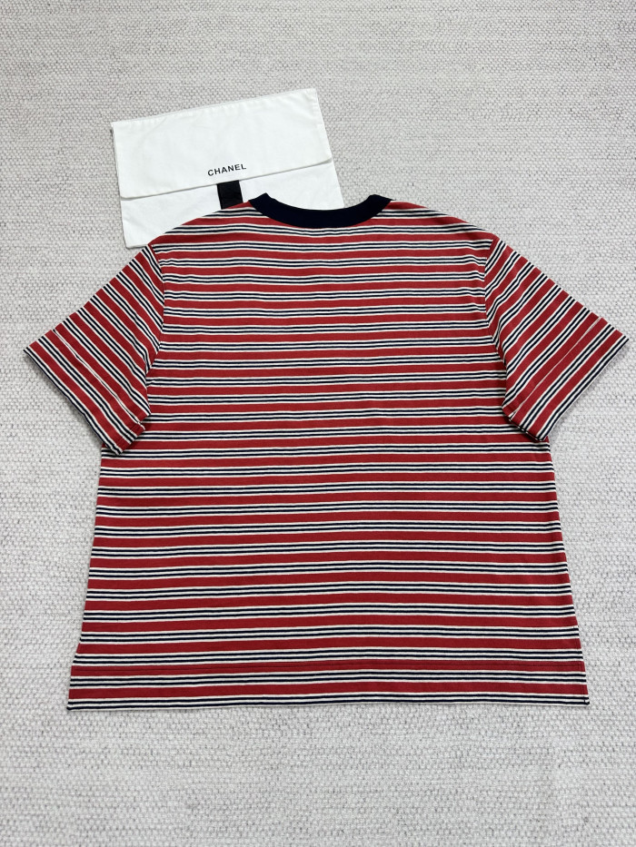 Chanel Top-quality Version Seahorse Striped T-shirt #385473