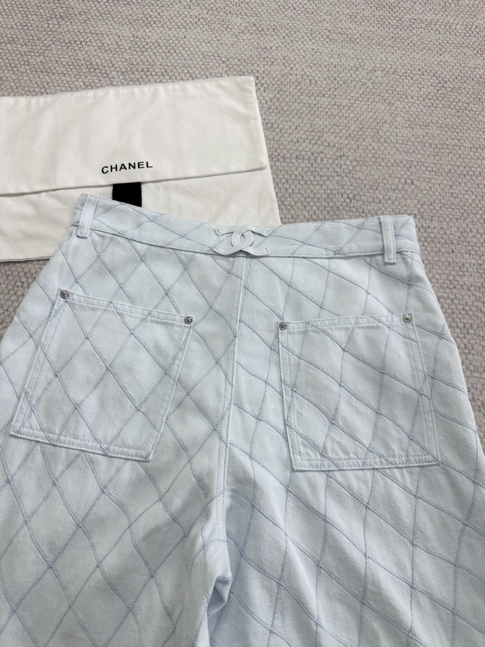 Chanel Top-quality Version Shorts Embroidered Light Blue #385475