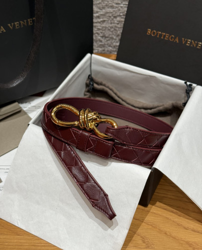 Bottega Veneta Andimo Interciato Woven Leather Metal Knot Buckle Belt #385508