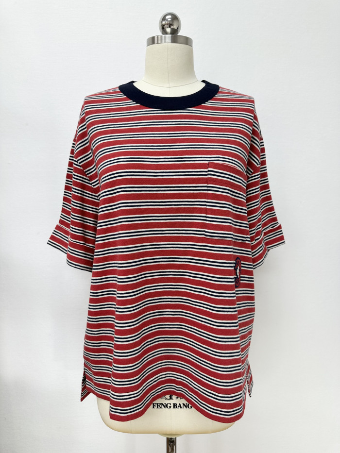 Chanel Top-quality Version Seahorse Striped T-shirt #385473