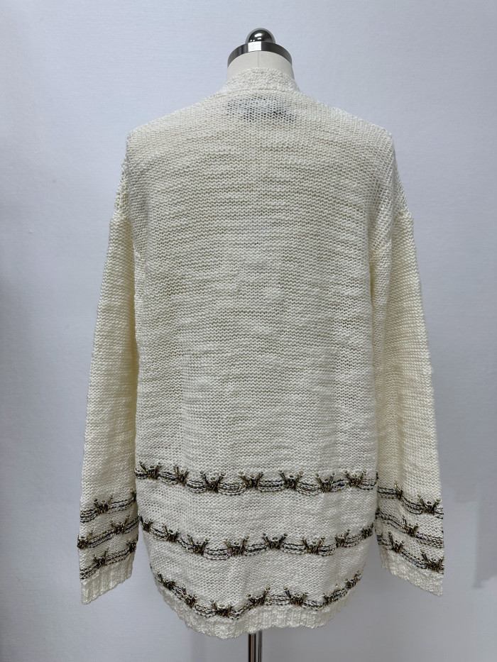 Chanel Top-quality Version Gold Thread Knitted Cardigan Pants Suit #330295