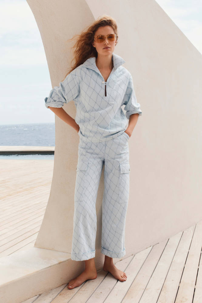 Chanel Top-quality Version Blouse Embroidered Denim Light Blue #385476