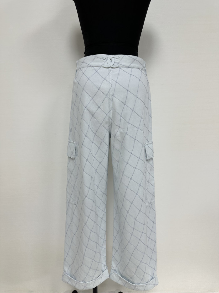 Chanel Top-quality Version Jeans Embroidered Denim Light Blue #385477