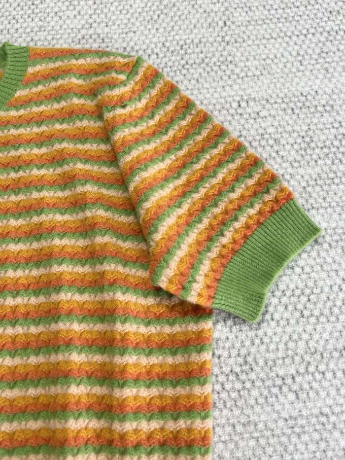 Chanel Top-quality Version Color Block Cashmere Short Sleeves #301130