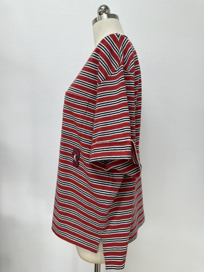 Chanel Top-quality Version Seahorse Striped T-shirt #385473