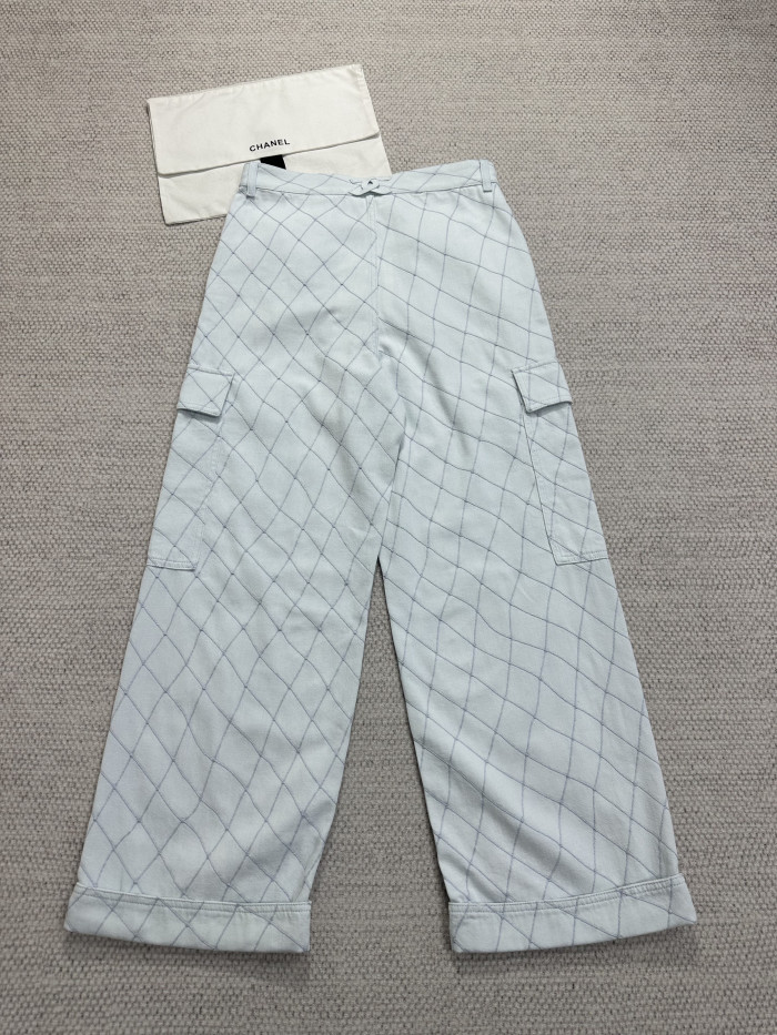 Chanel Top-quality Version Jeans Embroidered Denim Light Blue #385477
