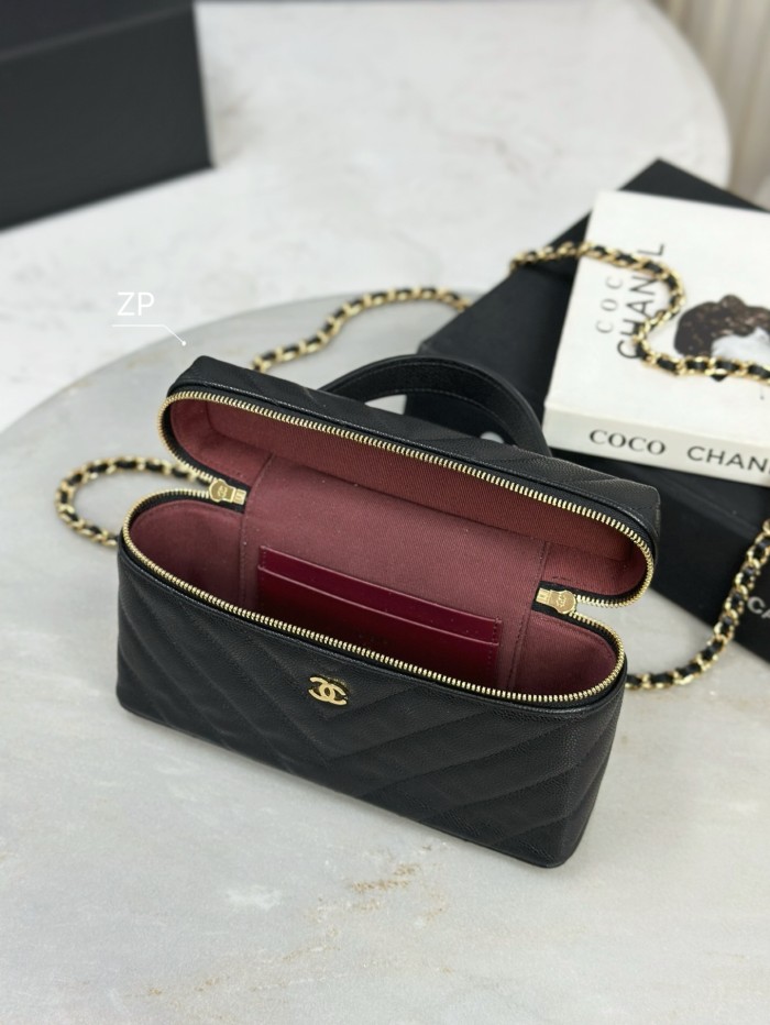 Chanel CC V Pattern Quilted Cosmetic Bag #385459