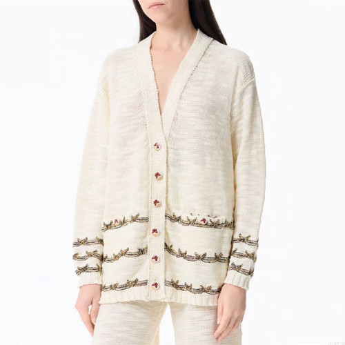 Chanel Top-quality Version Gold Thread Knitted Cardigan Pants Suit #330295