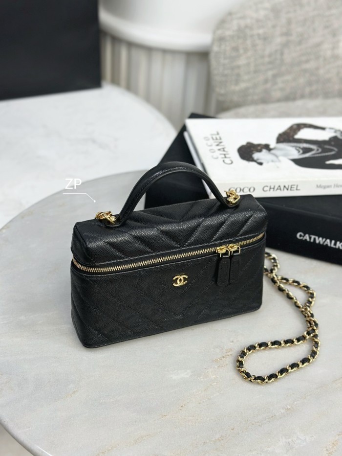 Chanel CC V Pattern Quilted Cosmetic Bag #385459