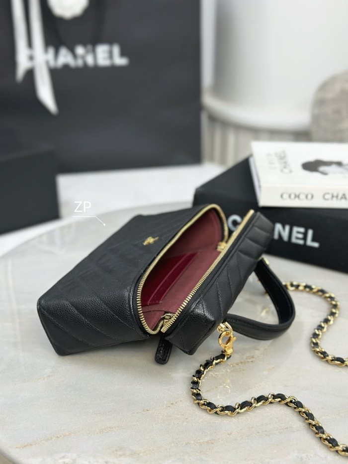 Chanel CC V Pattern Quilted Cosmetic Bag #385459
