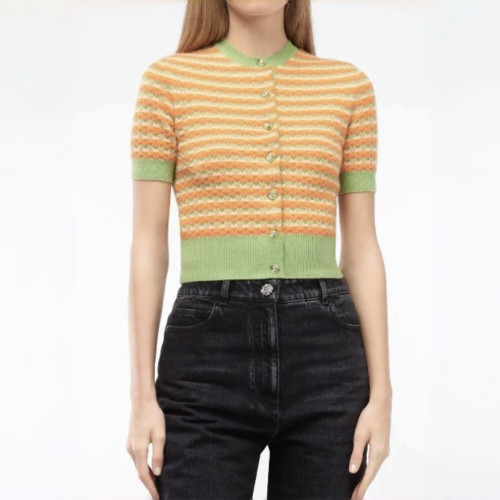 Chanel Top-quality Version Color Block Cashmere Short Sleeves #301130