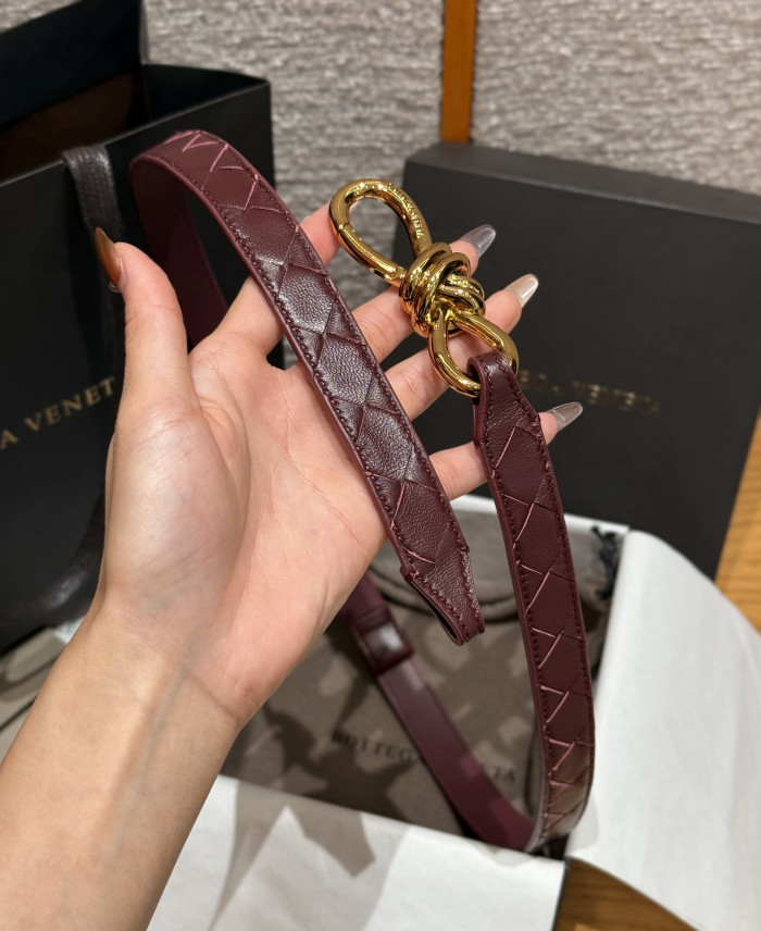Bottega Veneta Andimo Interciato Woven Leather Metal Knot Buckle Belt #385508