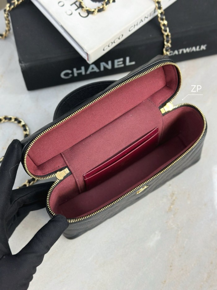 Chanel CC V Pattern Quilted Cosmetic Bag #385459