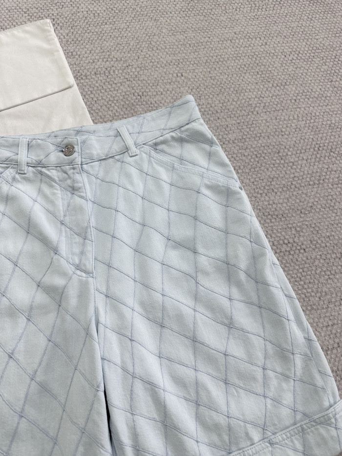 Chanel Top-quality Version Shorts Embroidered Light Blue #385475