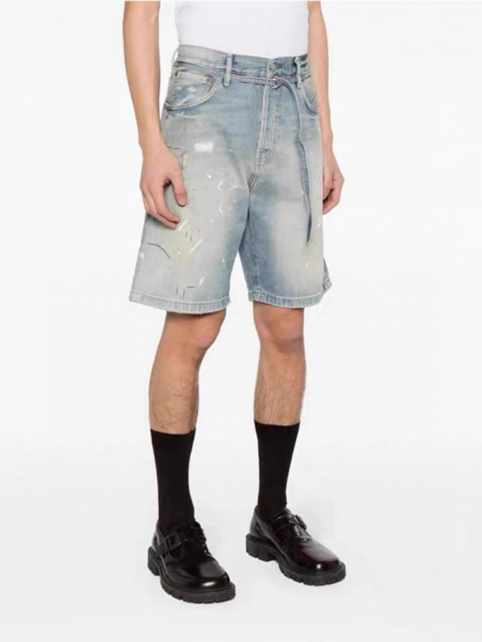 Acne Studios Blue Belted Denim Shorts #378788