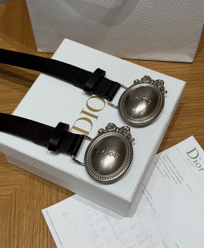 DIOR Dior Médaillon Belt Black Smooth Calfskin 25 MM #385555