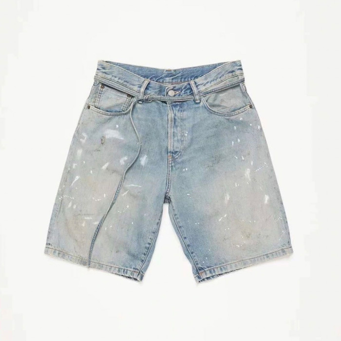 Acne Studios Blue Belted Denim Shorts #378788