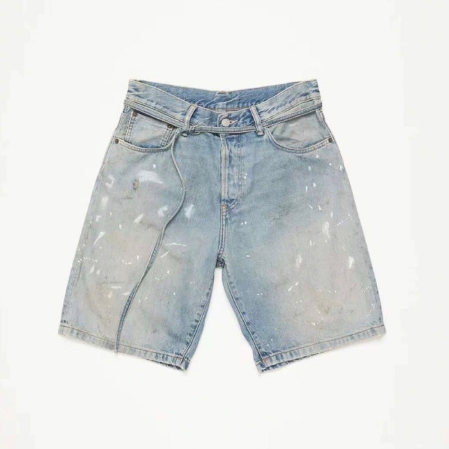 Acne Studios Blue Belted Denim Shorts #378788