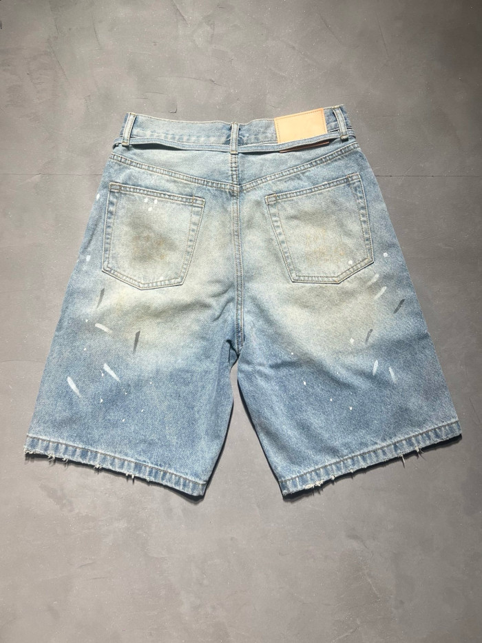 Acne Studios Blue Belted Denim Shorts #378788