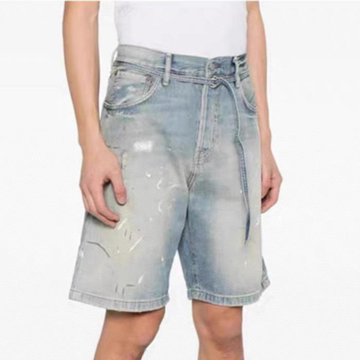 Acne Studios Blue Belted Denim Shorts #378788