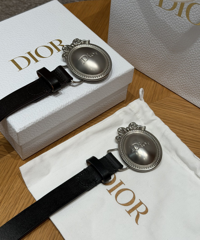 DIOR Dior Médaillon Belt Black Smooth Calfskin 25 MM #385555
