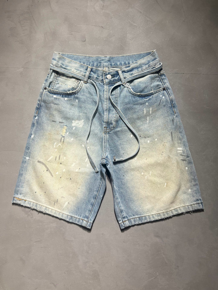Acne Studios Blue Belted Denim Shorts #378788