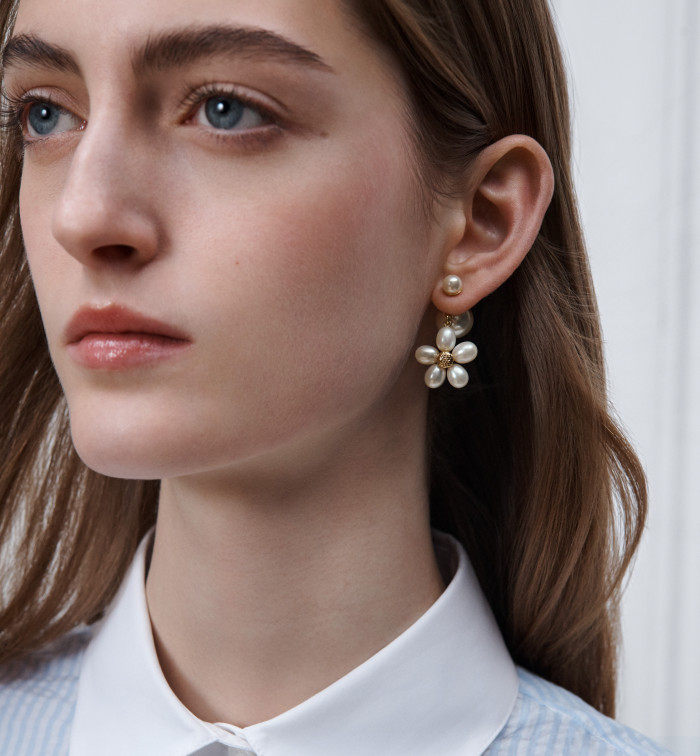 DIOR Dioriviera Dior Tribales Earrings Gold-Finish Metal White Resin Pearls and Freshwater Pearls #385416