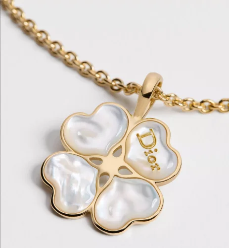 DIOR Dior Sparkling Clover Necklace Gold-Finish Metal and Mother-of-Pearl #385656