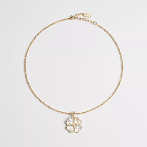 DIOR Dior Sparkling Clover Necklace Gold-Finish Metal and Mother-of-Pearl #385656