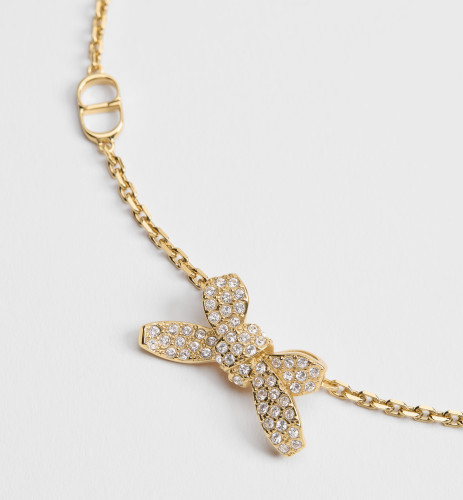 DIOR Delicate Bow Bracelet Gold-Finish Metal and Crystals #379150