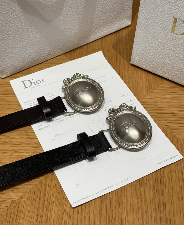 DIOR Dior Médaillon Belt Black Smooth Calfskin 25 MM #385555