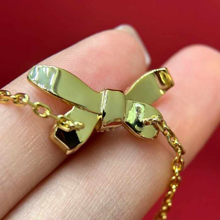 DIOR Delicate Bow Bracelet Gold-Finish Metal and Crystals #379150
