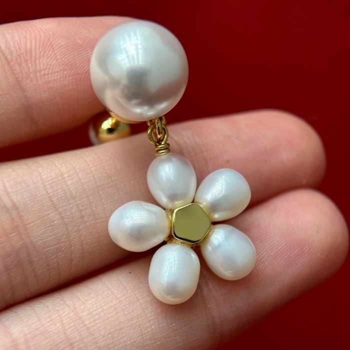 DIOR Dioriviera Dior Tribales Earrings Gold-Finish Metal White Resin Pearls and Freshwater Pearls #385416