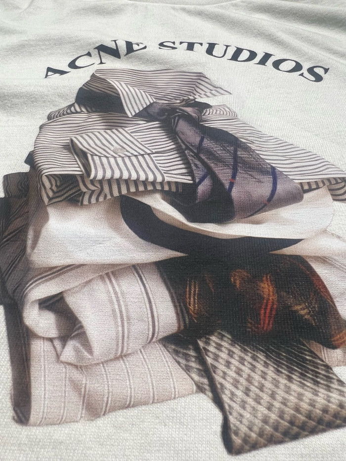 Acne Studios Printed T-Shirt Casual Fit White #385572
