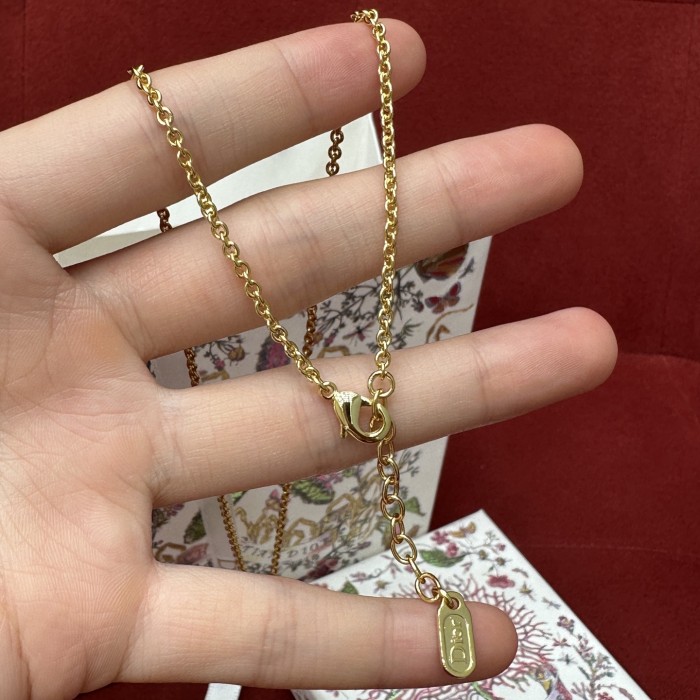 DIOR Dior Sparkling Clover Necklace Gold-Finish Metal and Mother-of-Pearl #385656