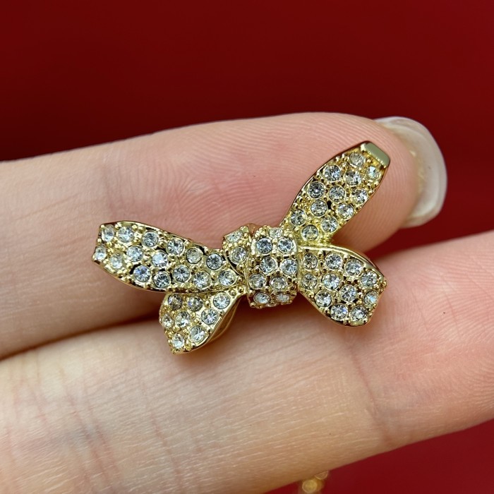 DIOR Delicate Bow Bracelet Gold-Finish Metal and Crystals #379150