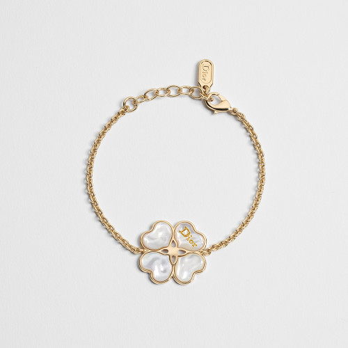 DIOR Dior Sparkling Clover Bracelet Gold-Finish Metal and Mother-of-Pearl #385419