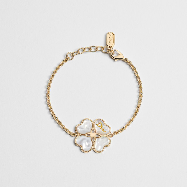 DIOR Dior Sparkling Clover Bracelet Gold-Finish Metal and Mother-of-Pearl #385419