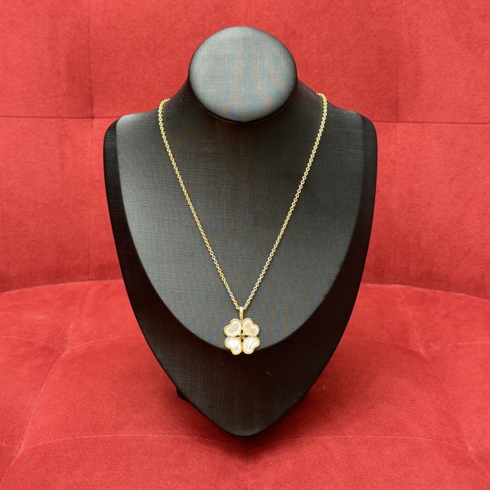DIOR Dior Sparkling Clover Necklace Gold-Finish Metal and Mother-of-Pearl #385656