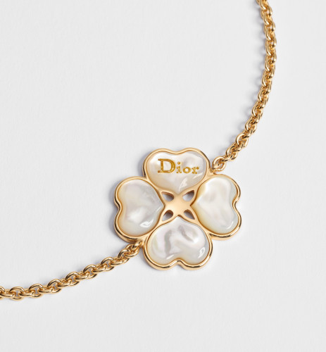 DIOR Dior Sparkling Clover Bracelet Gold-Finish Metal and Mother-of-Pearl #385419