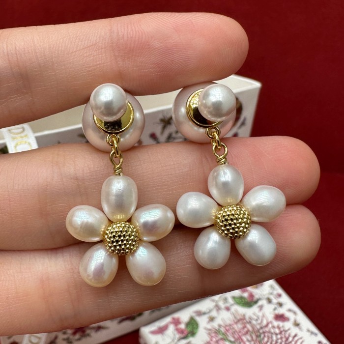 DIOR Dioriviera Dior Tribales Earrings Gold-Finish Metal White Resin Pearls and Freshwater Pearls #385416