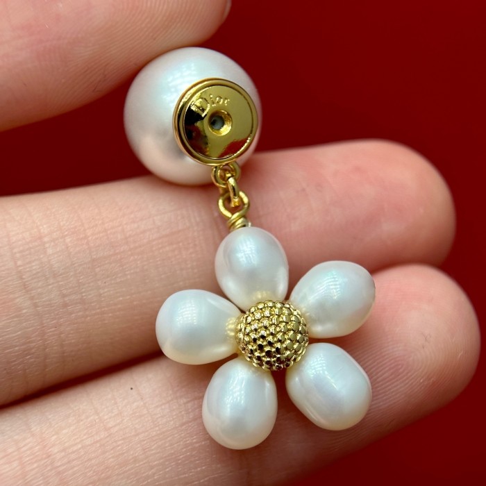 DIOR Dioriviera Dior Tribales Earrings Gold-Finish Metal White Resin Pearls and Freshwater Pearls #385416