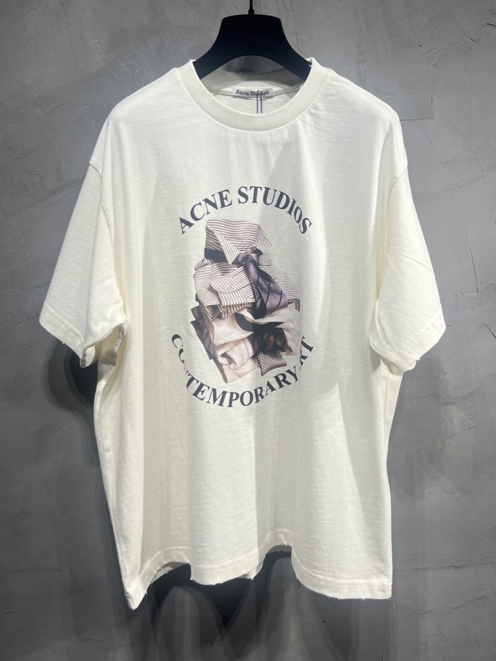 Acne Studios Printed T-Shirt Casual Fit White #385572