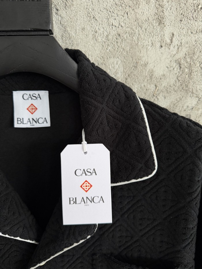 Casablanca Black Towelling Monogram Short Sleeve Shirt Shorts #385764